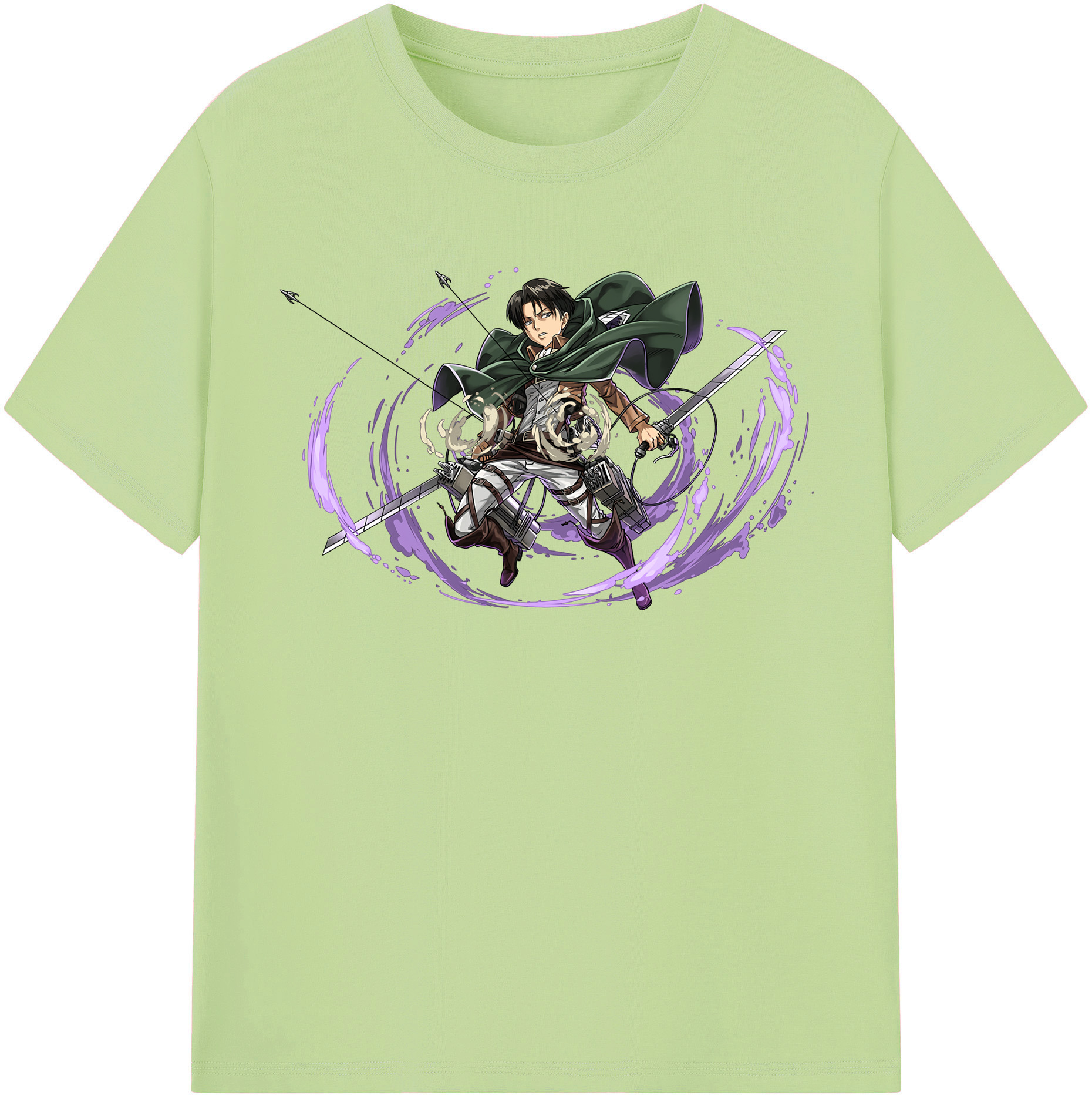 （画像用） 進撃の巨人 リヴァイ·アッカーマン Attack on Titan Levi Ackerman 綿100％半袖Tシャツ（フロントプリント）